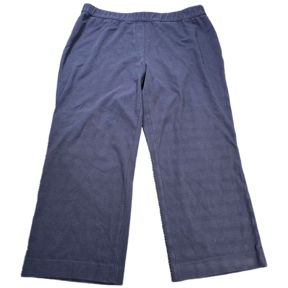 Lafayette 148 New York Cropped Pull On Pants Women's Size XXL Navy Blue Wide Leg